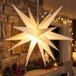 3D LED Leuchtstern Ø27 cm, Warmweiss mit Timer & IP44 - Schöner faltbarer Adv...