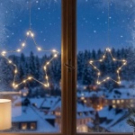 2er-Set Stimmungsvolle LED Metallsterne Ø15 cm & Ø40 cm mit Saugnapf fürs Fen...