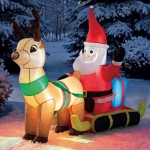 Aufblasbarer Weihnachtsmann mit Rentierschlitten LED 132 cm, Deko-Nikolaus mi...