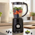 Standmixer 800 W mit 1,5 L Behälter, 4 Edelstahlklingen, 2 Stufen & Pulsfunkt...