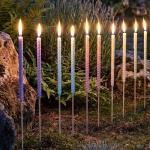 Gartenfackeln Wachs 10er Set bunt, Wachsfackeln 70 cm mit Holzstab und Baumwo...