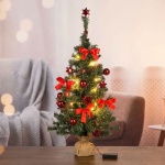 Künstlicher Weihnachtsbaum 75 cm mit LED-Beleuchtung und Deko, Mini Tannenbau...