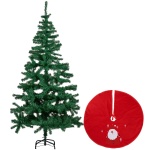 Set naturgetreuer künstlicher Tannenbaum 180cm mit 650 Zweigen & rote Weihnac...