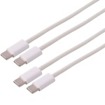 2er-Set USB-C Kabel 3 m lang 240W, USB-C auf USB-C Ladekabel weiss mit Textil...
