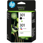 HP 301 Druckerpatronen Multipack N9J72AE, Original Tintenpatronen schwarz und...