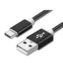 Ladekabel USB Typ-C 1m (Schwarz-Nylon) - Robust durch Textil-Ummantelung & kn...