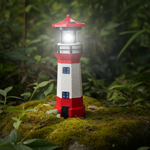 Solar-Deko-Leuchtturm mit rotierendem Reflektor: Stimmungsvolle LED-Gartenlat...