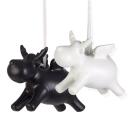 2er-Set Deko Rentier aus Porzellan - Weihnachtsdeko zum Aufhängen - Schwarz &...