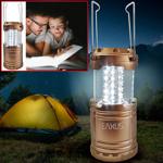 Ausklappbare LED-Campinglaterne, Kupfer-Metallic, 30 LEDs, 120 Lumen – Kompak...