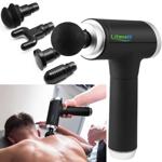 Kraftvolle Massagepistole mit Akku, 6 Stufen & 5 Köpfen: (24x18x6cm), schwarz...