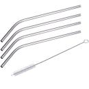 Edelstahl-Trinkhalme 4er Set - Wiederverwendbar & Spülmaschinenfest - Gebogen...