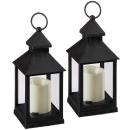 Laterne mit LED Deko Kerze, Windlicht, 2er-Set, 23 cm
