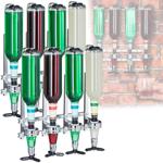 2er Set Getränkespender für 4 Flaschen, Wandmontage – Dosierer mit Finger-Pus...