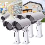 Überwachungskamera-Attrappe 4er Set - Täuschend echt mit LED-Signal - Effekti...