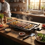 Teppanyaki Tischgrill, starke 2000W, für geselliges Grillen – 47 x 26,5 cm, A...