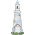 Maritime Solar-Dekofigur Leuchtturm (58cm, blau-weiss): Für Balkon, Terrasse ...