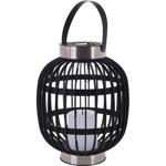 Stilvolle Solar-Gartenampel in Rattan-Optik: Edle Edelstahl-Laterne mit LED-K...