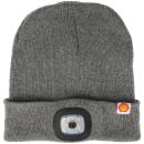 Graue LED Beanie Mütze mit hellem Licht - Hält warm & sorgt für Sichtbarkeit ...