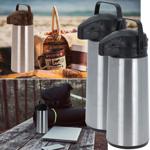 2er-Set 1,9L Edelstahl Isolierkanne mit Pumpsystem – Doppelwandig, 36x18cm, T...