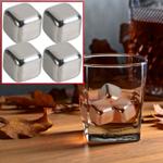 4er-Set Kühlsteine Edelstahl - Wiederverwendbare Eiswürfel für Whisky & Geträ...