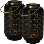 2er-Set Solar Laterne Metall schwarz - Garten Deko mit warm-weissem Licht & L...