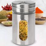 Stilvoller Gewürzstreuer mit Sichtfenster, Edelstahl, 94 ml, 3 Lochgrössen, i...