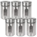 6er-Set Stilvolle Gewürzstreuer mit Sichtfenster, Edelstahl, 94 ml, 3 Lochgrö...