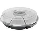 Servierschale 6 Fächer mit Deckel Ø 33 cm - Snacktray für Chips, Snacks, Fing...