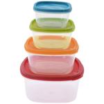 4er-Set Vorratsbehälter für Lebensmittel mit bunten Deckeln, stapelbar, Frisc...