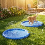 2er-Set Wassermatte für Hunde - Ø 90 cm Sprühmatte zur Abkühlung an Sommertag...