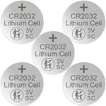 5er-Set langlebige Lithium-Knopfzellen CR2032, 3V / 220mAh, ideal für Autosch...