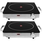 2er Set Mobile Glaskeramik-Kochplatte, Edelstahl Gehäuse u. Infrarot-Wärme, Ø...
