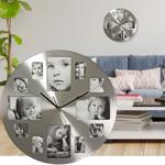 Runde Foto Wanduhr Silber - Personalisierbar mit 12 Bildern & Quarzuhrwerk - ...