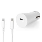 KFZ-Ladegerät USB-C inkl. Kabel 1 m USB C auf Lightning, weiss, für iPhone 5,...