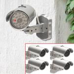 4er Set Überwachungskamera Attrappe mit Bewegungssensor und rotem Blinklicht,...