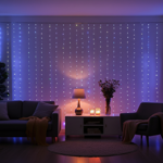 Farbige WLAN-Smart-Vorhang-Lichterkette - 180 RGB-LEDs - 7 Lichtmuster - IP65...