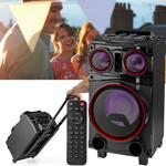 Bluetooth Lautsprecher 120W, Party-Box mit Subwoofer, LED-Licht & Trolley-Sys...