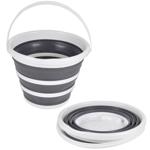 Falteimer 10L - Platzsparend faltbarer Eimer grau/weiss für Haushalt Camping ...