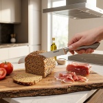 Küchenmesser mit Wellenschliff-Klinge - Edelstahl Brotmesser für Brot, Gebäck...