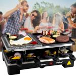 Raclette Grill 8 Personen 1400W mit Duo-Grillfläche – Stein- und Metallplatte...