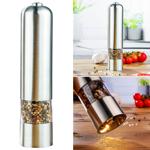 Elektrische Salz-/Pfeffermühle (Edelstahl) - Keramikmahlwerk, Lichtfunktion -...