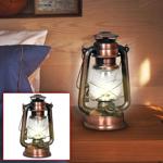 Retro-LED-Sturmlaterne (kupferfarben, 25cm) dimmbar, realistische Flammenopti...