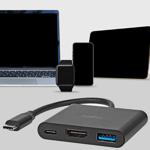 Vielseitiger USB-C Hub – schwarz, Multiport Adapter mit USB Typ-C, 4K@30Hz HD...