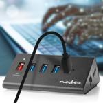 High-Speed USB A - 3.2 Hub, 5 Ports, QC 3.0, schwarz – Inklusive Netzteil & U...