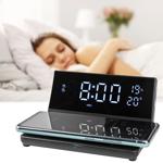 Moderner Wecker (14x7x12,5cm, schwarz) mit kabelloser QI-Ladefunktion – Stilv...