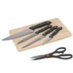 6-tlg. Messerset schwarz - mit Schere & Brett - Komplettes Schneideset für Kü...