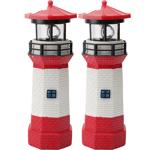 2er-Set Solar-Deko-Leuchtturm mit rotierendem Reflektor: Stimmungsvolle LED-G...