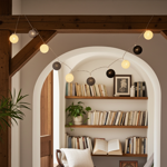 Dekorative Lichterkette mit 10 Baumwoll-Lampions (weiss-grau-schwarz) – Für e...