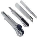 Cuttermesser-Set, silber, B18 & B9mm, rutschfester Griff, je 5 Klingen. Abbre...