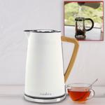 Eleganter Design Wasserkocher (1.7L, 2200W) in Weiss – Edelstahl, 360° drehba...